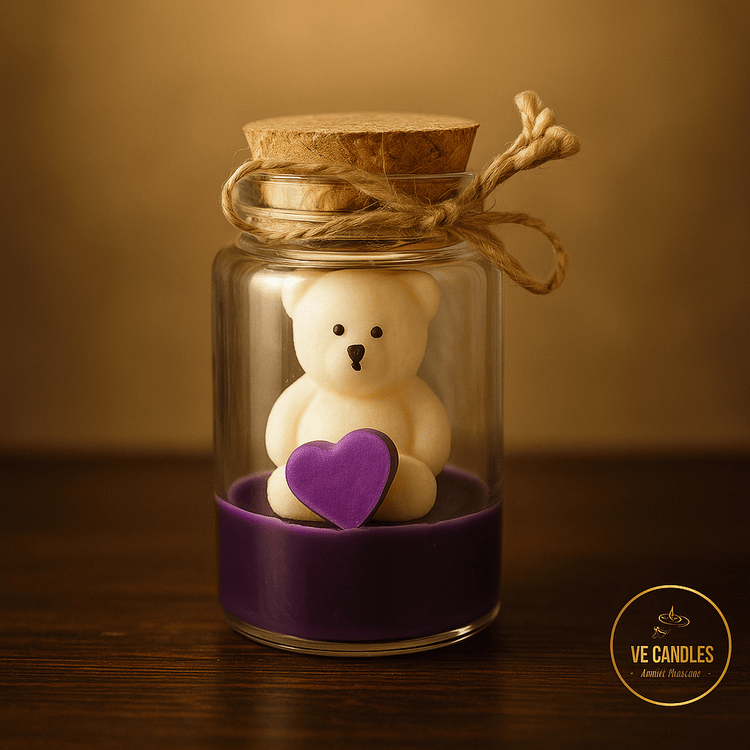 Vela de Bautizo Artesanal – Regalo Personalizado y Ecológico con Osito - VeCandles