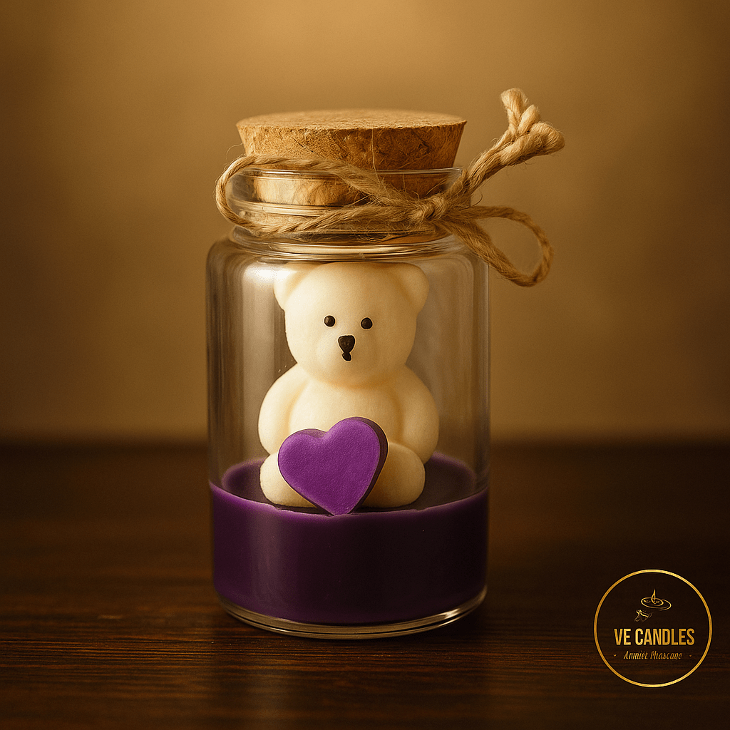 Vela de Bautizo Artesanal – Regalo Personalizado y Ecológico con Osito - VeCandles