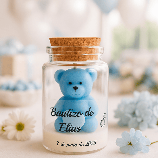 🧸 Vela de Bautizo con Osito - Regalo de bautizo - VeCandles