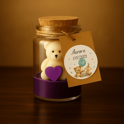 🧸 Vela de Bautizo con Osito - Regalo de bautizo - VeCandles