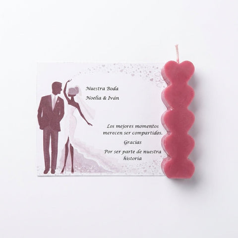 Vela de Corazones Apilados – Regalo de Boda Artesanal y Personalizado - VeCandles