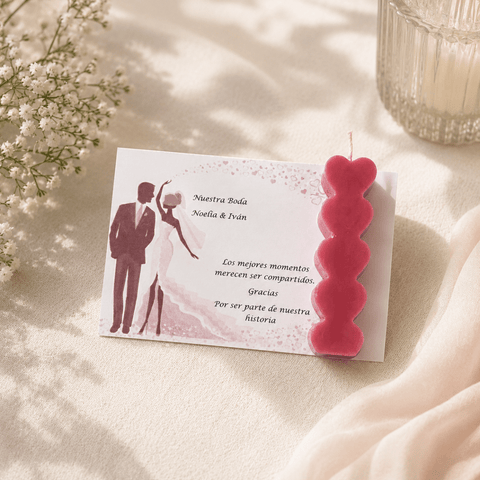 Vela de Corazones Apilados – Regalo de Boda Artesanal y Personalizado - VeCandles