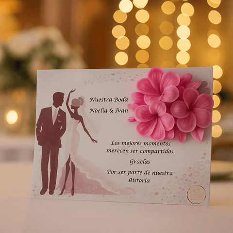 Vela Flores con Tarjeta - Regalo de Boda Artesanal y Ecológico - VeCandles